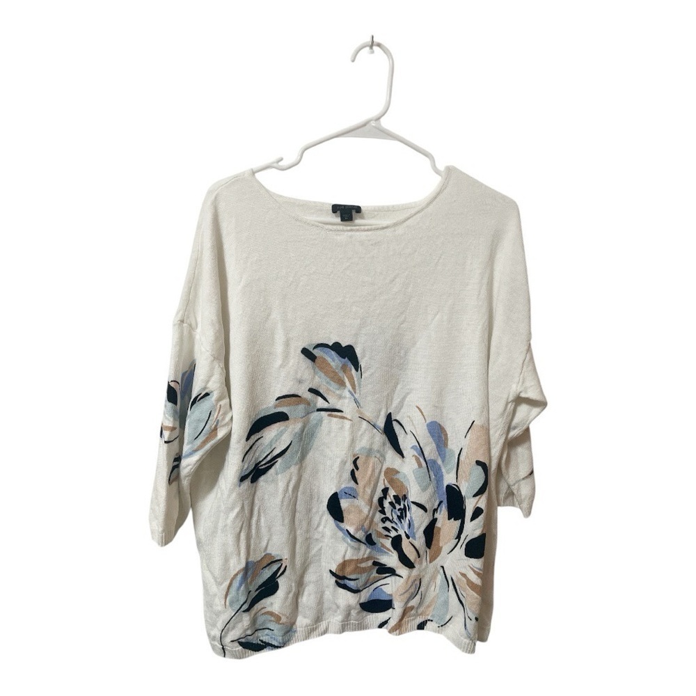 J. Jill Wearever Collection Linen Blend Floral Print Women's Top